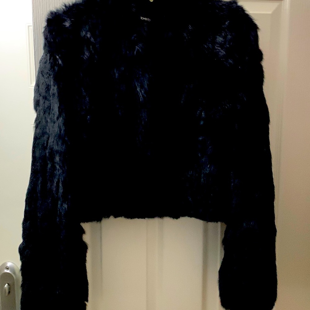 This is a stunning black Rabbit fur jacket